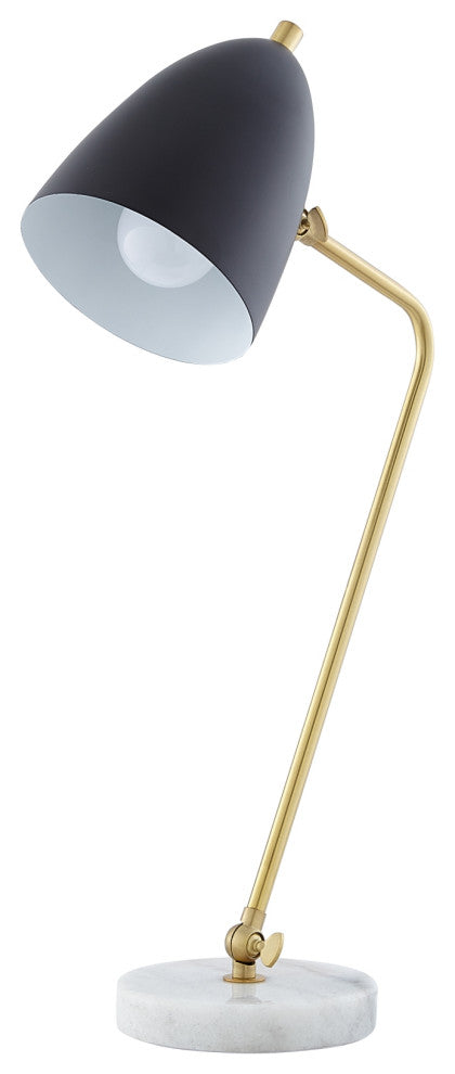 Inspired Home Gracey Table Lamp, Marble Stone Base, Black