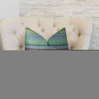 Plutus Alpenglow Turquoise Handmade Throw Pillow, (12" x 25")