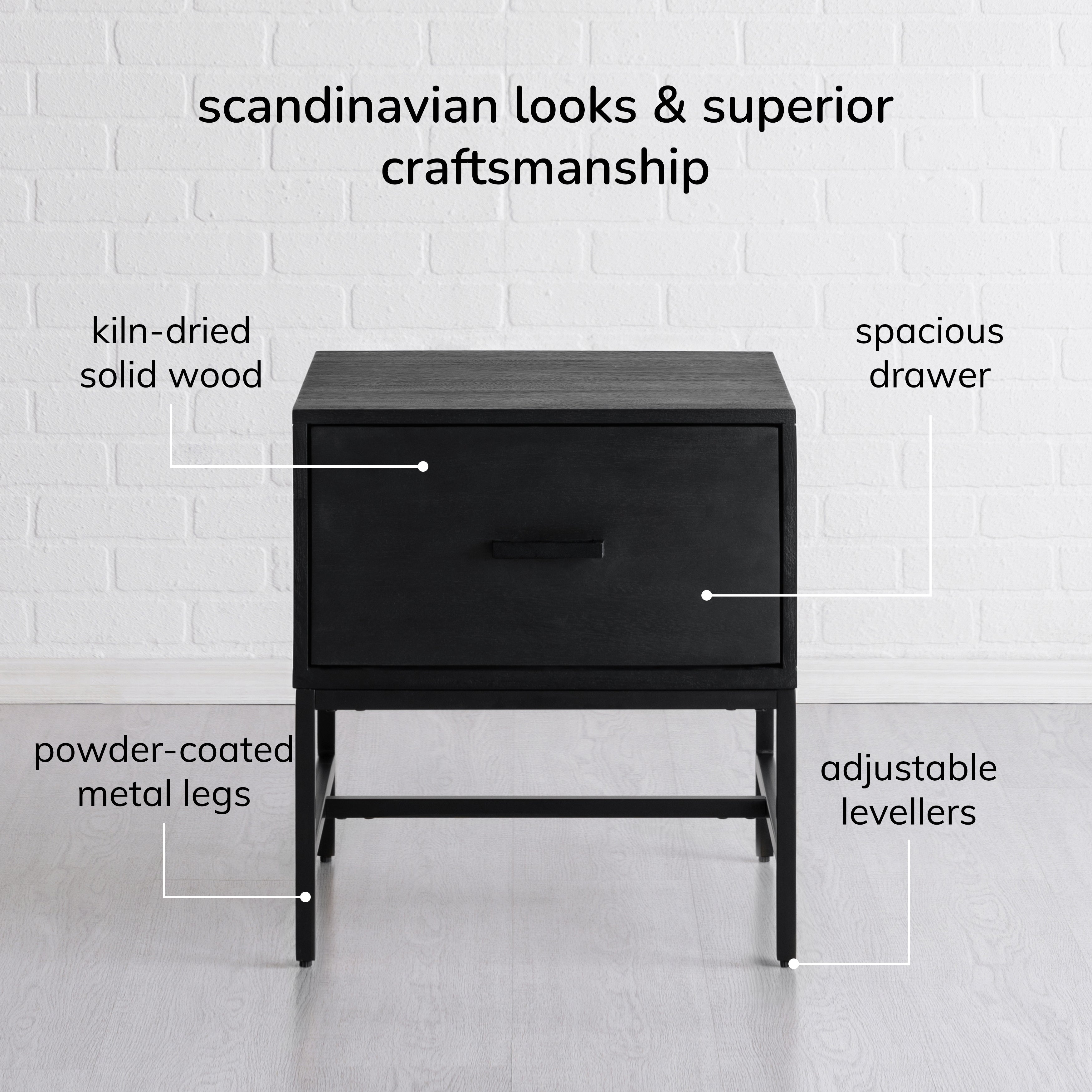 Eden Night Stand Table, Black