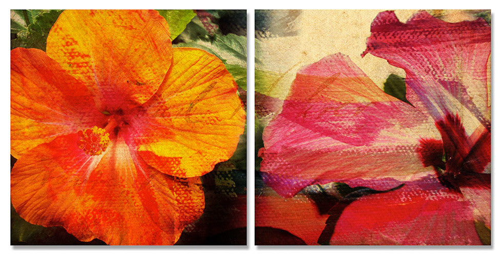 Tropical Hibiscus Canvas Wall Art, 2-Piece Set