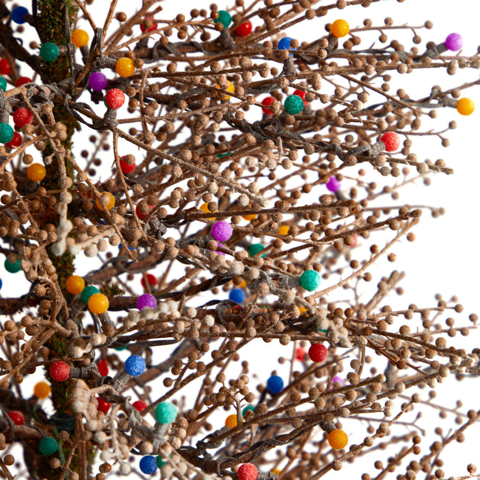 7' Frosted Berry Twig Artificial Christmas Tree With 450 Multicolored LED Lights