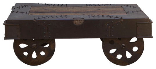 Sterling 48" Reclaimed Iron Wheeled Coffee Table