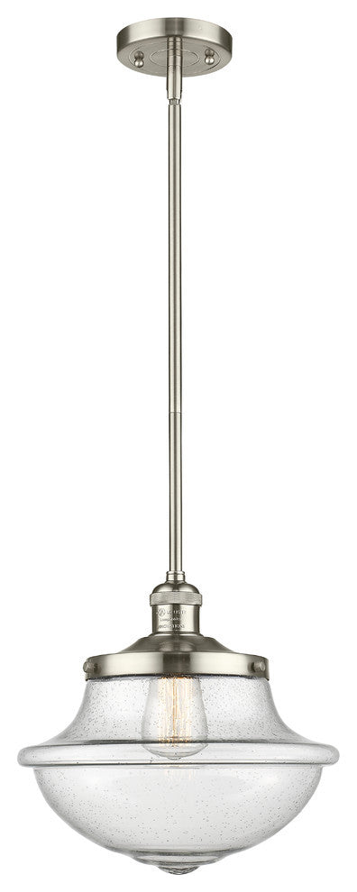 Large Oxford 1-Light Mini Pendant, Polished Nickel, Seedy