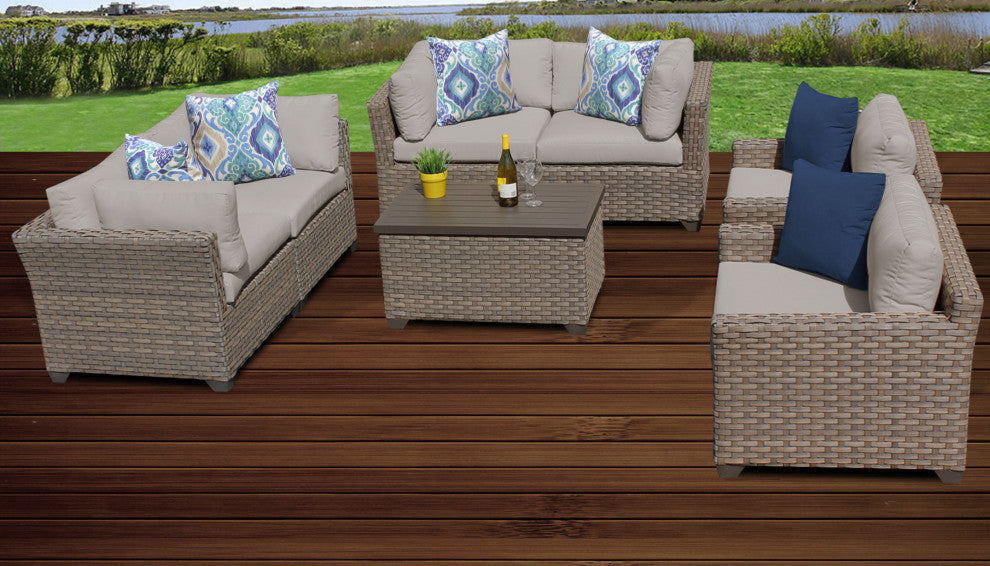 Monterey 7 Piece Outdoor Wicker Patio Furniture Set 07c
