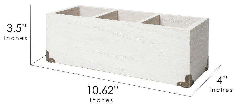 Addie Joy Stay Neat Stay Organized Rectangle 3-Opening Desk Organizer - White