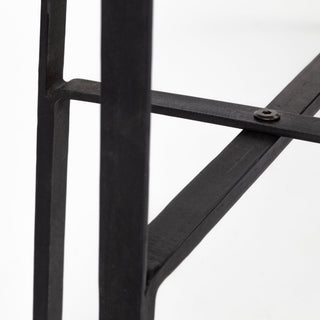 Helios II Medium Brown Solid Wood Top w/Black Iron Base Console Table