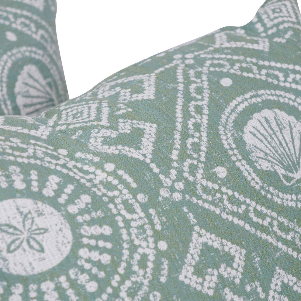 17" Jacquard Throw Pillows With Inserts, Set of 2, Aquafrt Garden