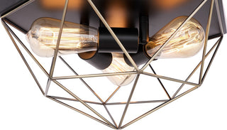 Woodbridge Lighting Lanning Flush Mount, Antique Brass/Black