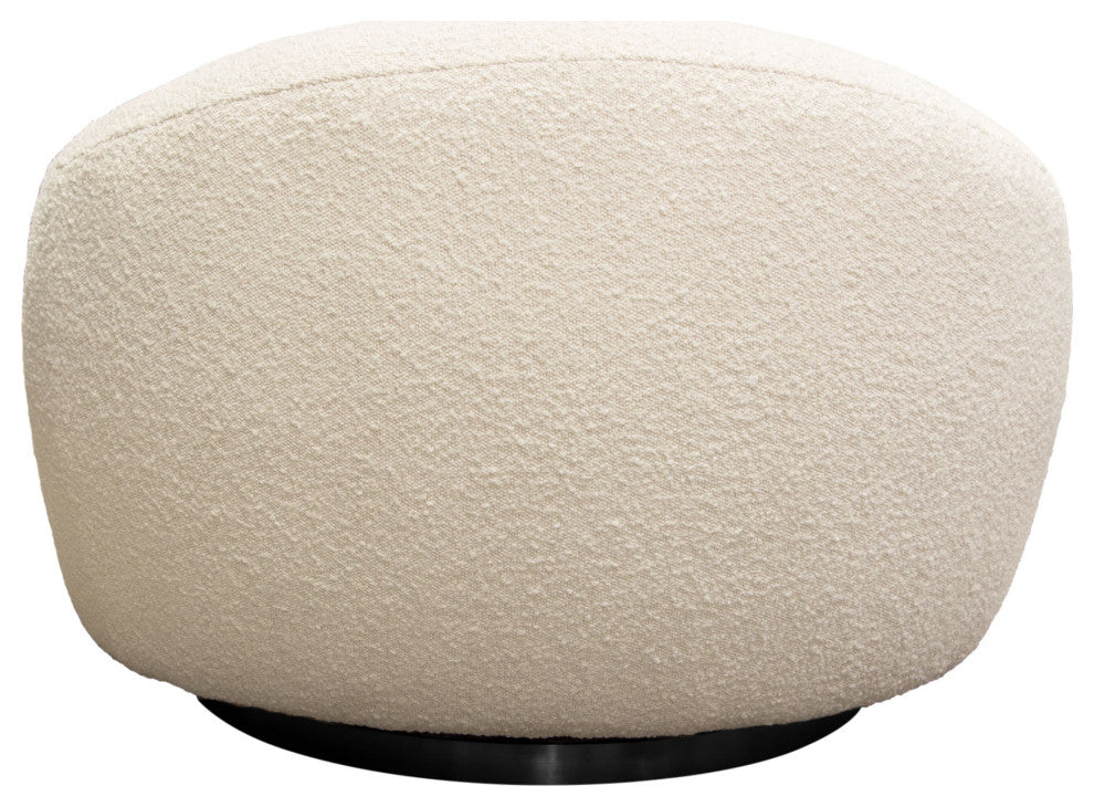 Pascal Swivel Chair in Bone Boucle Textured Fabric Contoured Arms & Back