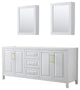 80" Double Bathroom Vanity, White, Medicine Cabinets, Gold Trim