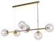 Ilbono | Nordic LED Pendant Light in the Shape of Glass Ball for Dining Room, Gold, Clear Glass, Cool Light