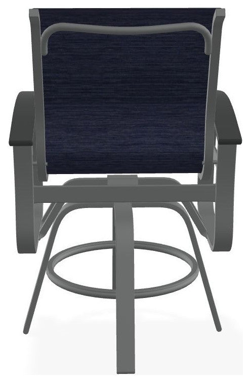 Belle Isle Sling Balcony Height Outdoor Swivel Chair, Collect Indigo/Graphite