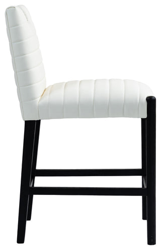 Aimee Upholstered Counter Stool, Cream, Vegan Leather, Black Finish