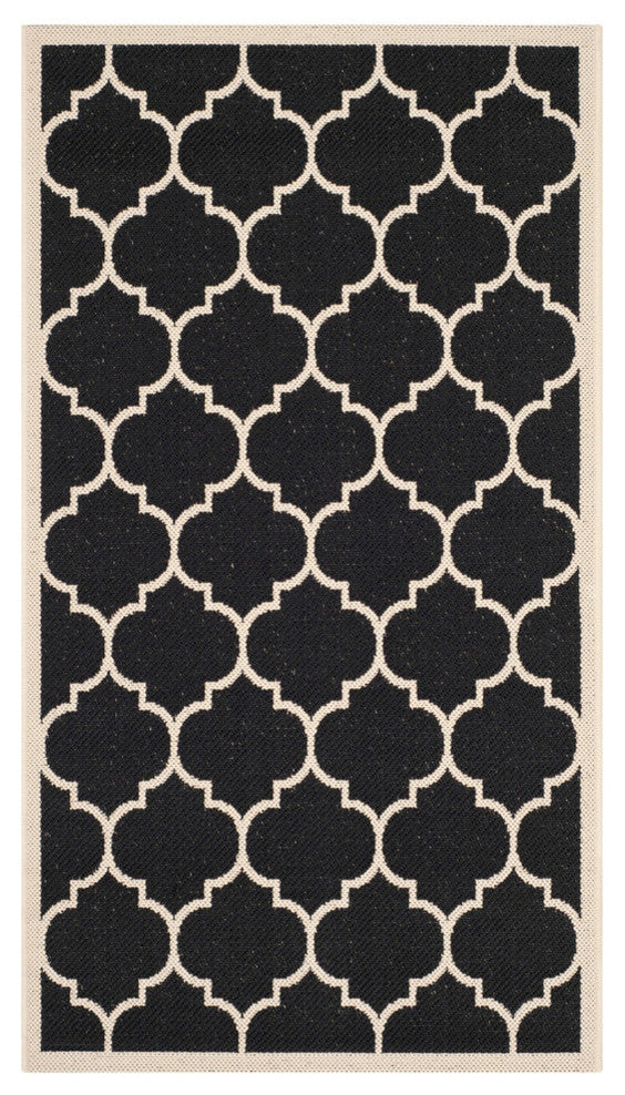 Safavieh Courtyard Cy6914-266 Black, Beige Area Rug, 2'7" X 5'0"