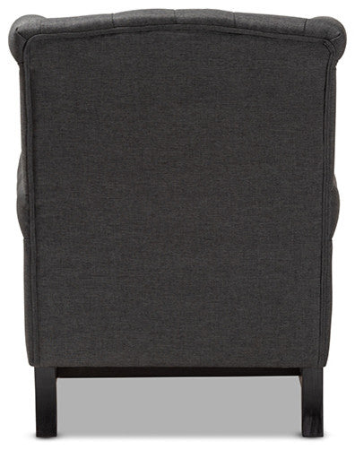 Charrette Transitional Gray Fabric Upholstered Button Tufted Armchair