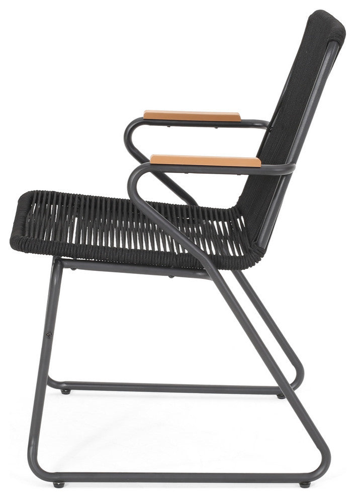 Luca Modern Outdoor Rope Weave Club Chair, Set of 2
