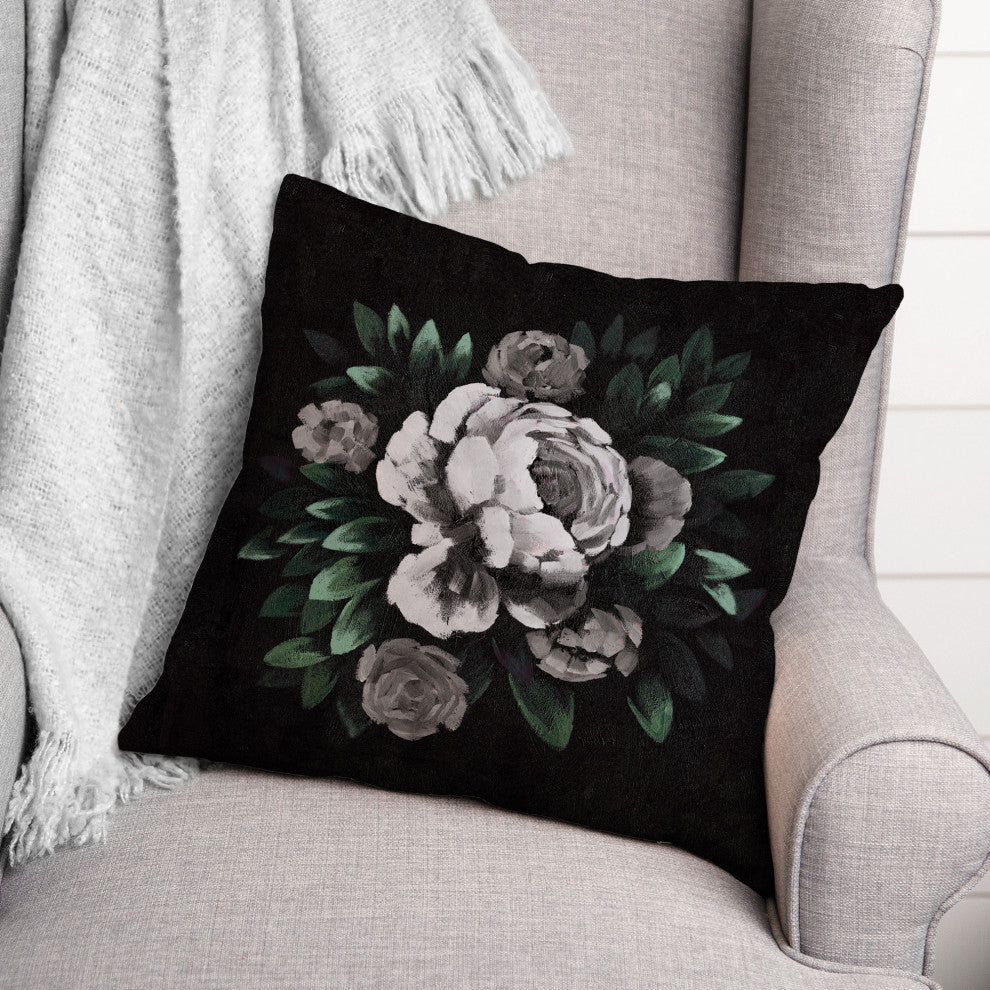Dark Moody Floral 18x18 Spun Poly Pillow