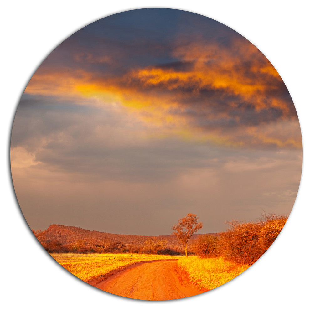 Fantastic Road And Sky In Kenya, Landscape Round Wall Art, 11"