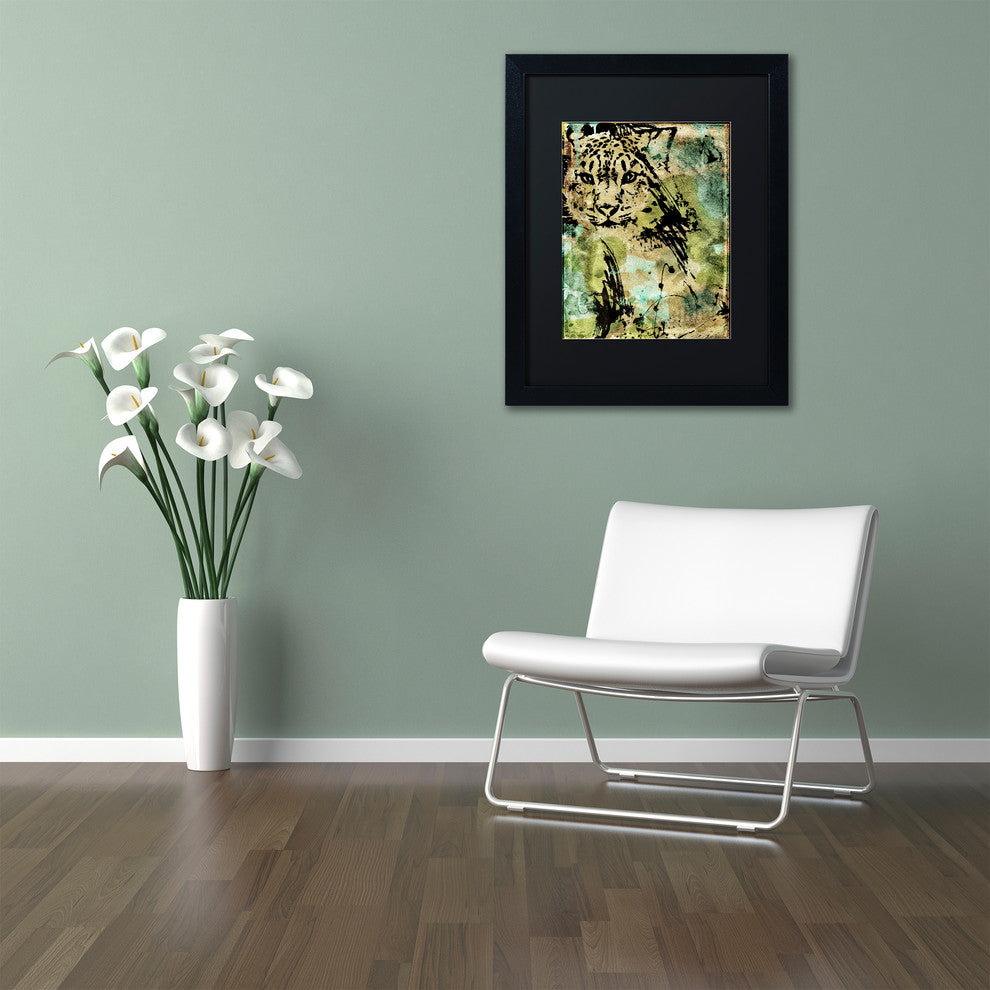 Color Bakery 'Leopard Ink' Matted Framed Art, Black Frame, Black Mat, 16x20