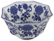 Benzara BM285587 11" Bowl With Floral Pattern on Blue and White Porcelain