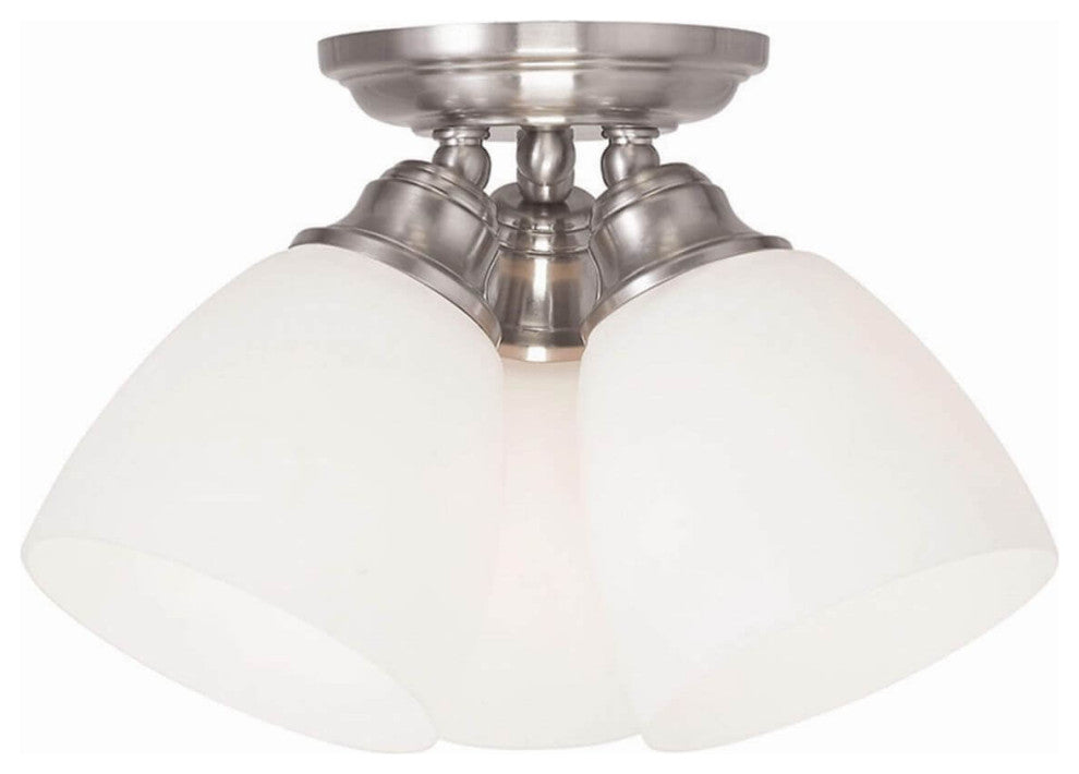 Livex Somerville 3 Light 14" Flush Mount, Brushed Nickel