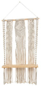 2.5' x 1.5' Layered Macrame Wall Hanging With Wooden Shelf