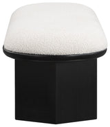 Wilshire Boucle Fabric Upholstered Bench, Cream, Black Finish