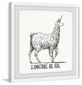 "Llamacorns Are Real" Framed Painting Print, 32"x32"