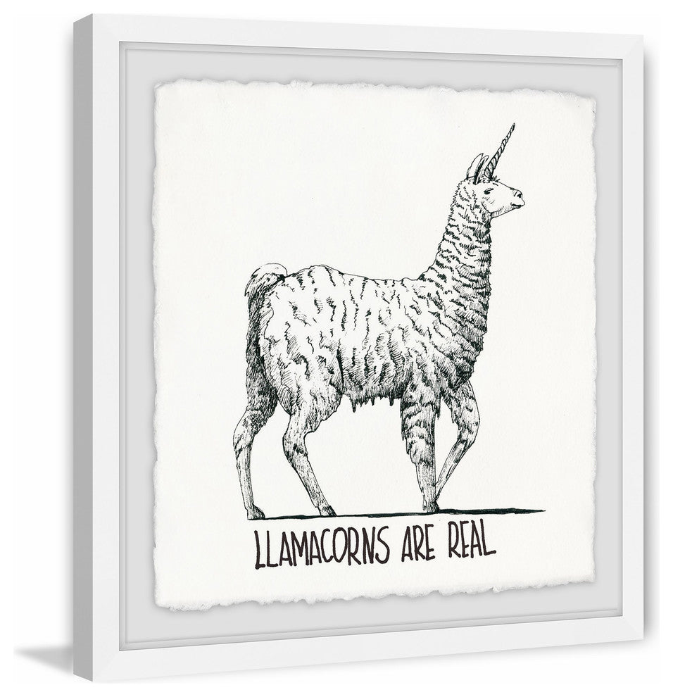 "Llamacorns Are Real" Framed Painting Print, 32"x32"