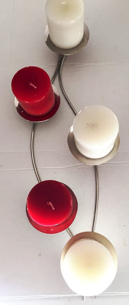 Stainless Steel 5 Large Candle Holder Handmade Mirror Finish 25"