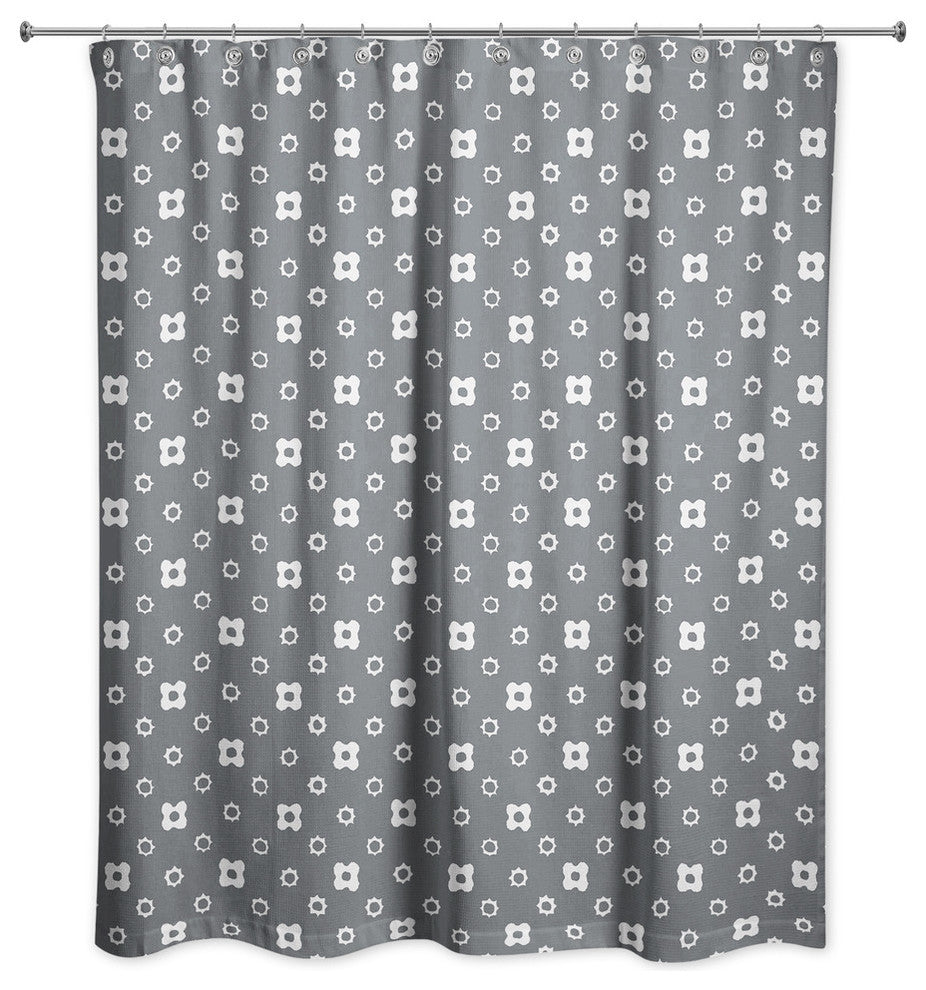 Gray Floral Pattern Shower Curtain