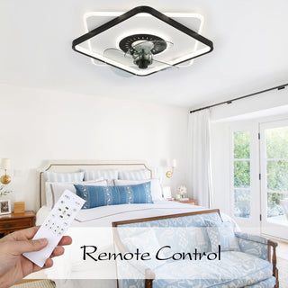 Bella Depot Modern Design Flush Mount Ceiling Fan with Remote and LED Light