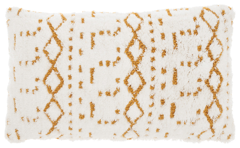 Mina Victory AA019 Throw Pillow, Yellow, 12"X20"