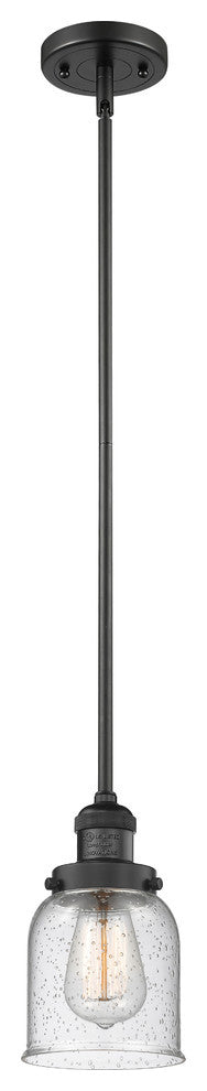 Small Bell 1-Light LED Pendant, Matte Black, Glass: Seedy