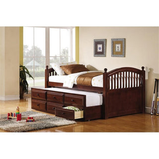 Coaster Norwood Wood Twin Captain's Bed with Trundle and Drawers in Chestnut
