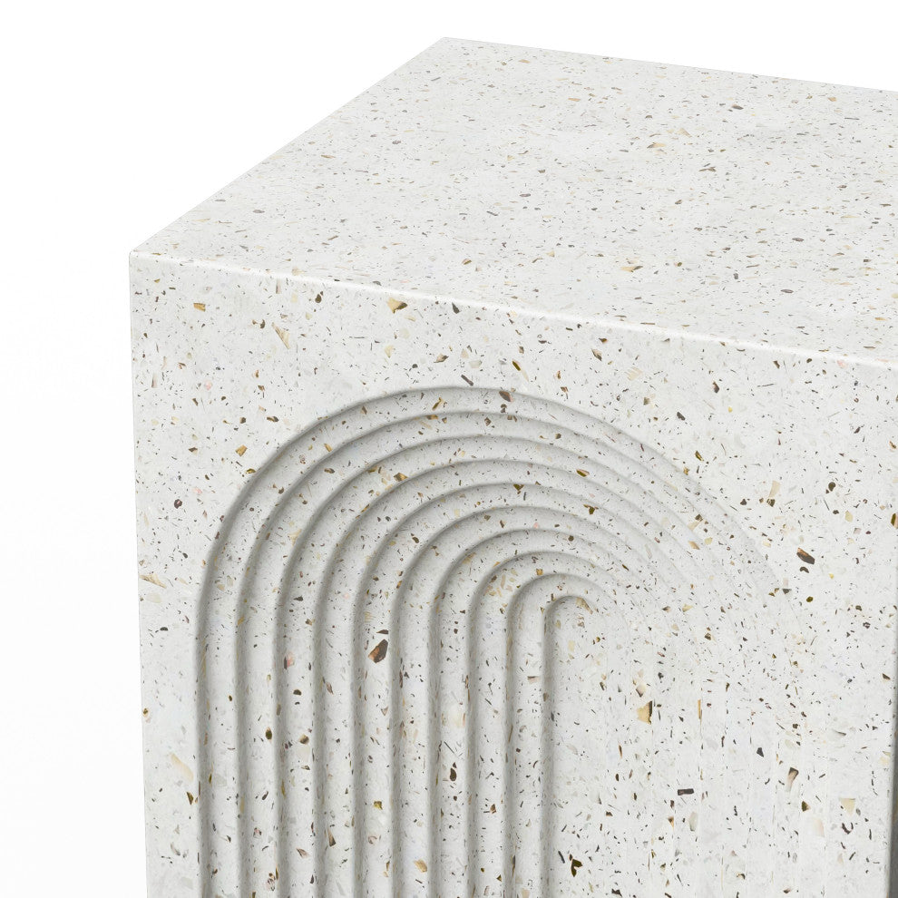 Orion Ivory Terrazzo Concrete Made Outdoor Stool