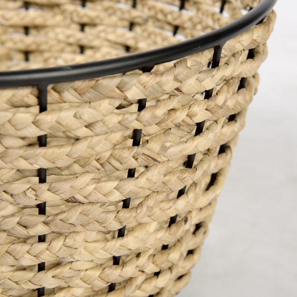 Set of Three Metal and Wicker Storage Baskets