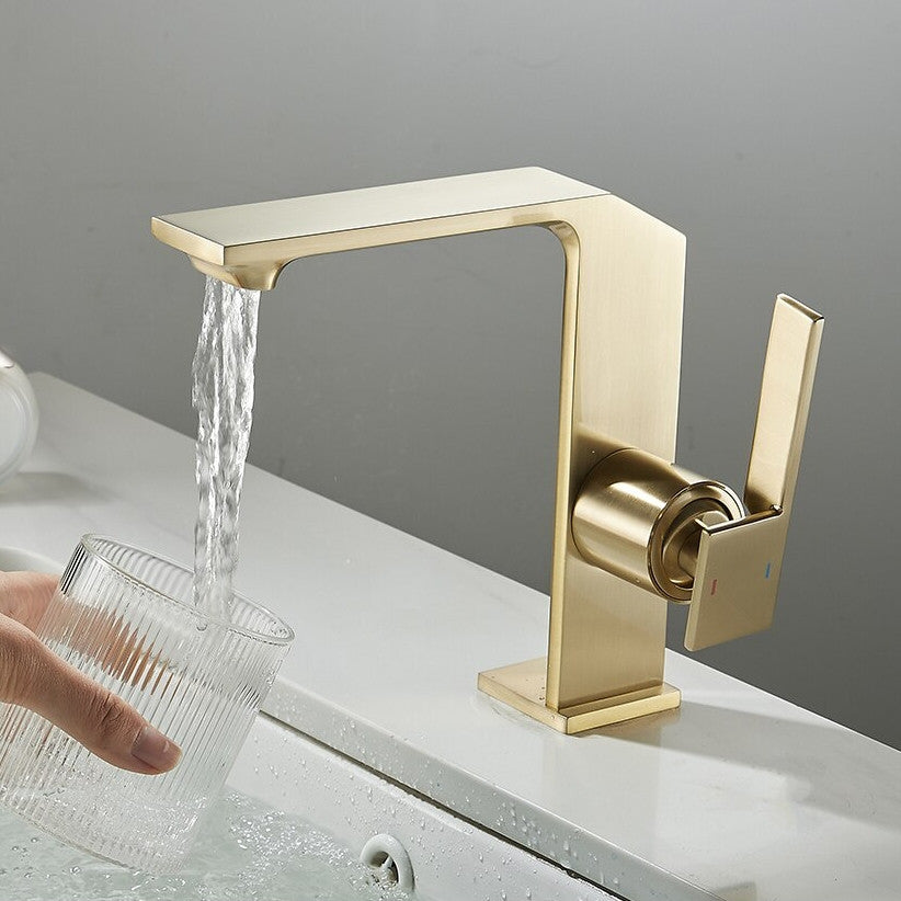 Tiqui™ Solid Brass Bathroom Faucet, Brushed Gold