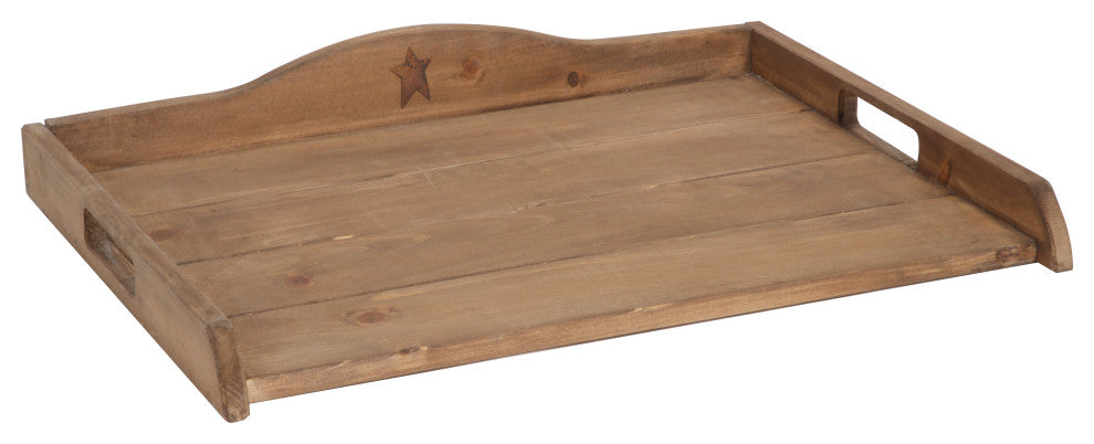 Farmhouse Pine Stove Top Tray, Modern Walnut