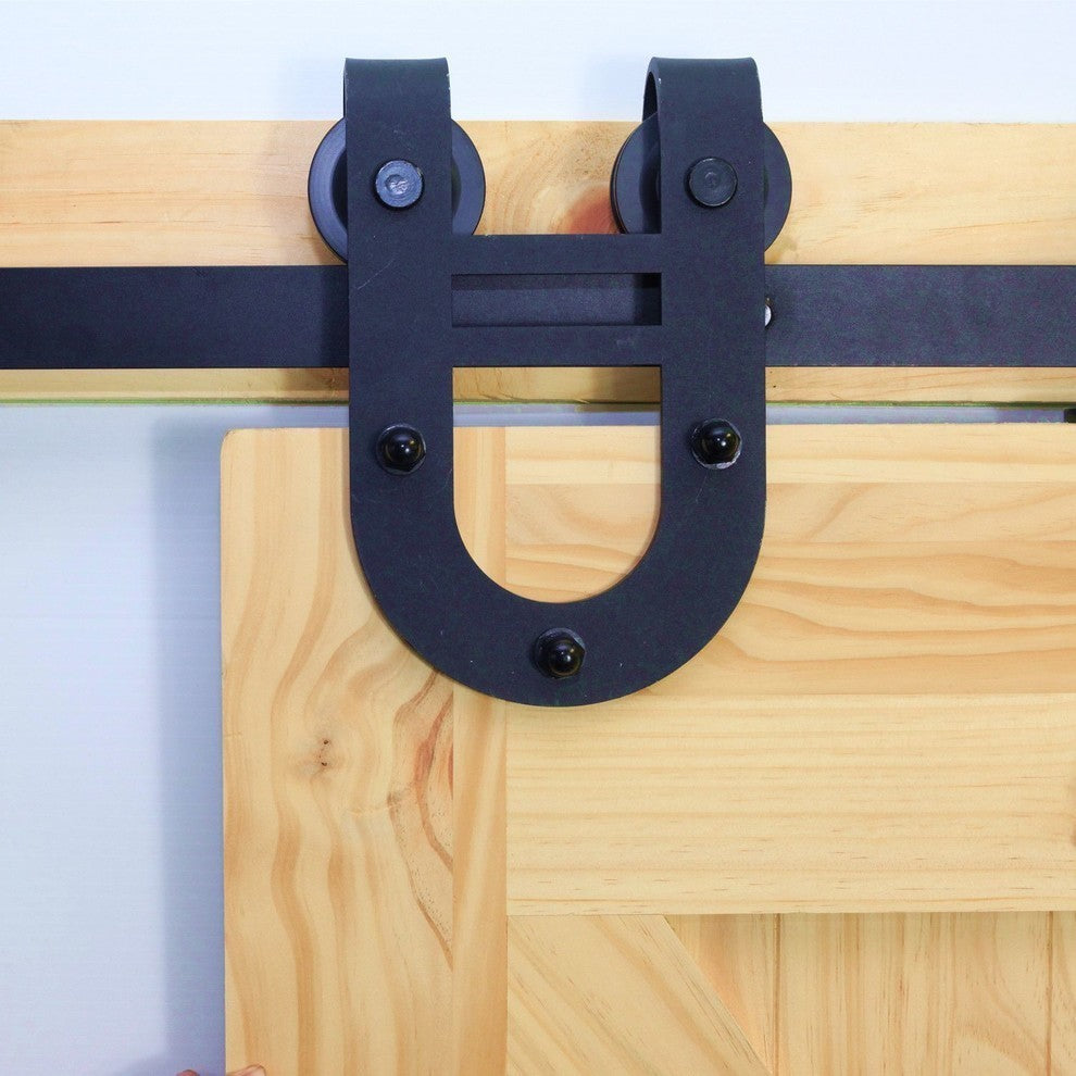 Single Sliding Barn Door Hardware Kit, Horseshoe Design