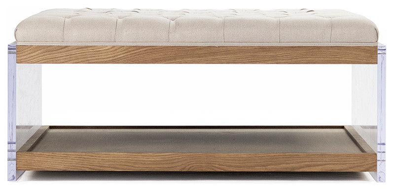 Acrylic Ottoman, Natural Linen