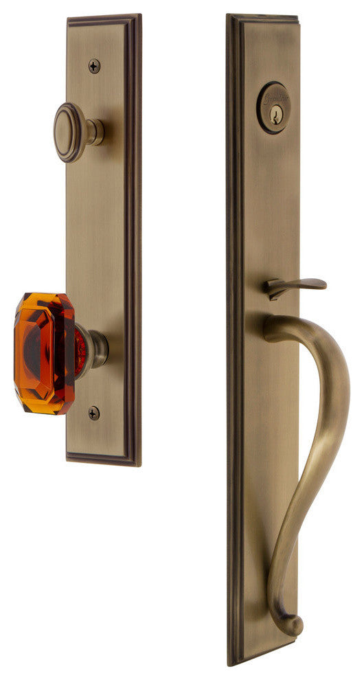 Carre' 1-Piece Dummy Handleset, S Grip and Baguette Amber Knob, 848813