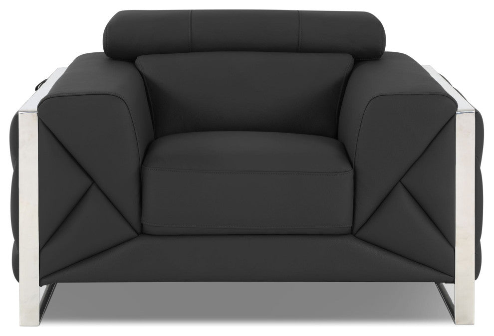 Trento Genuine Italian Leather Modern Chair Dark Gray
