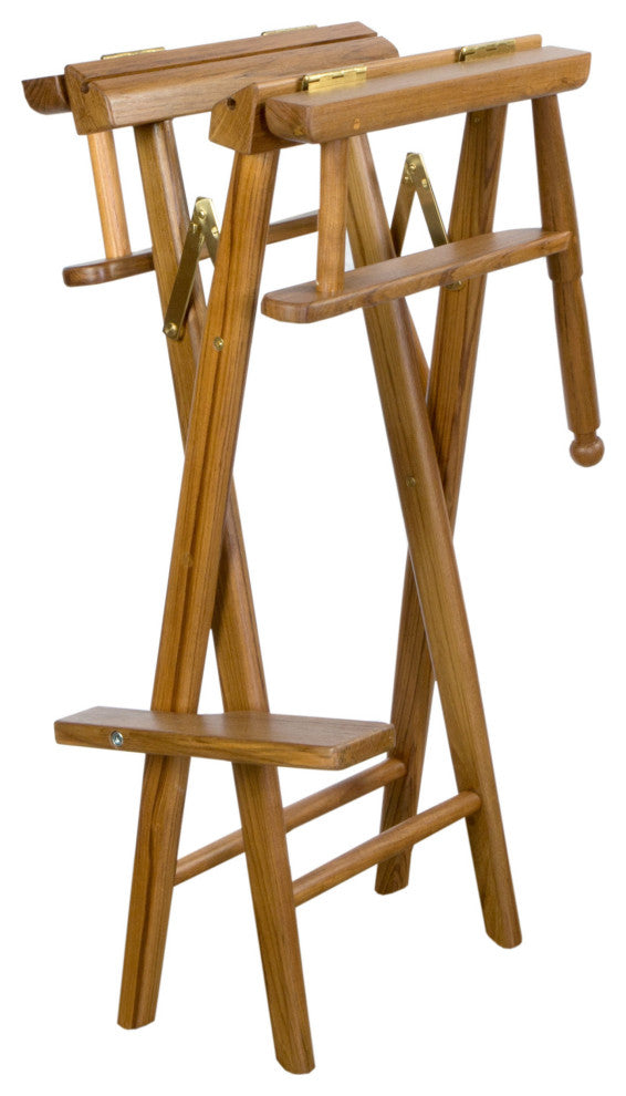 23" Ivory and Brown Solid Wood Indoor Outdoor Director Chair