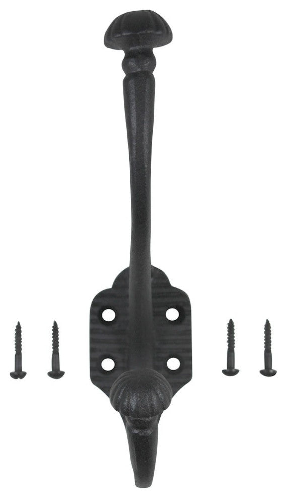 10 Hat Coat Hook Wrought Iron Black |