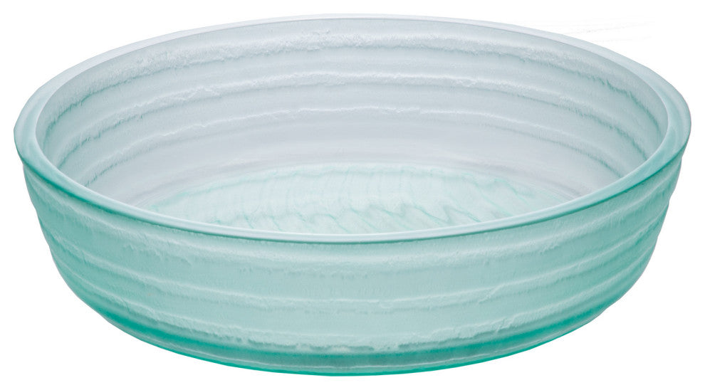 Eden Bath EB_GS52 Clear Round Flat Bottom Embossed Glass Vessel Sink