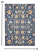 8' X 10' Navy Blue Floral Power Loom Area Rug