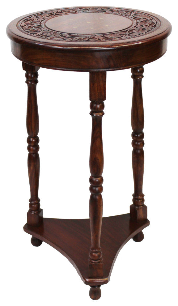 Natural Geo Decorative Wooden Carved Accent Table