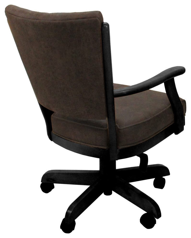 Classic Caster Swivel Dining Chair on Wheels, Solid Wood, Northwest Whiskey - Black