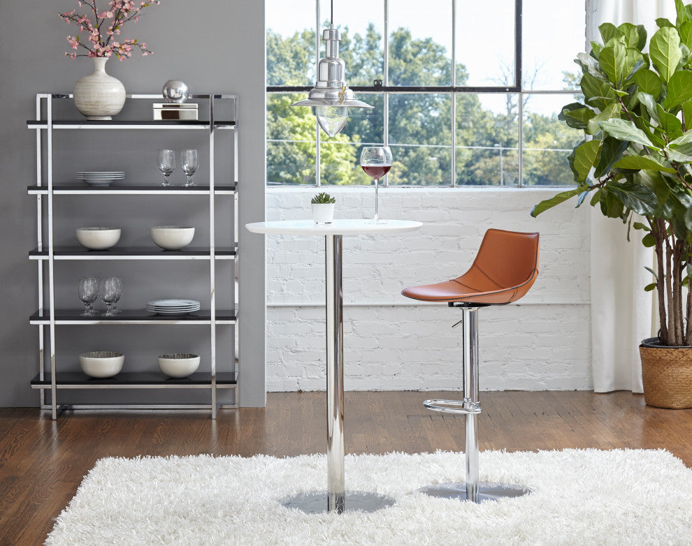 Rudy Bar and Counter Stool, Dark Caramel/Stainless Steel